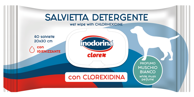 Inodorina con clorexidina вологі серветки для собак із хлоргексидином та ароматом білого моху 40 шт