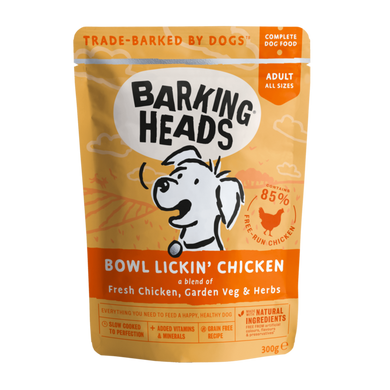 BARKING HEADS Bowl Lickin Chicken - Влажный корм для собак "До последнего кусочка" с курицей - пауч 300 г